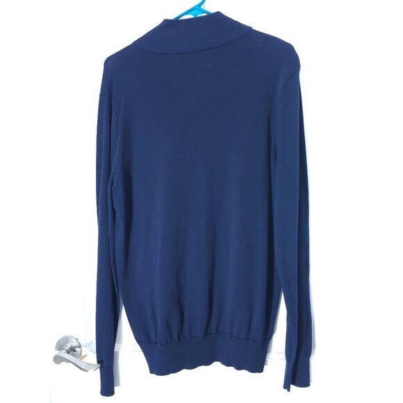 J.Crew Slim Fit Cotton Half-Zip Sweater Dark Blue Ribbed Collar - Picture 12 of 14